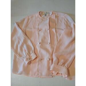 Vintage Laura and Jayne Blouse Womens Size 4 pink Double Breasted Button Cuff